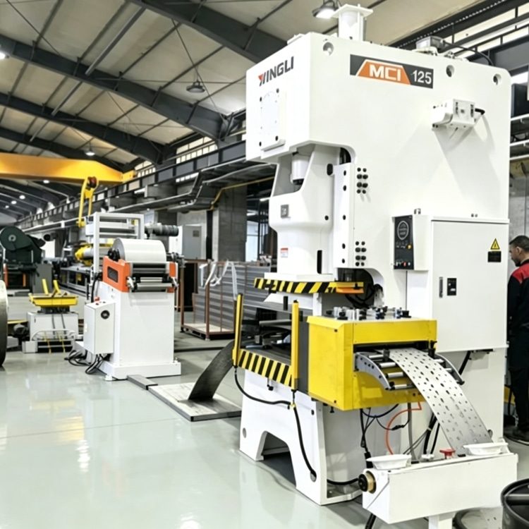 Shelf Rack Roll Forming Machine, a high-precision industrial equipment specialized in mass production of shelf rack uprights. The machine features a robust steel frame, integrated PLC control system with touchscreen interface, and multi-station forming rolls, showing its compact and professional structure. It is widely used in manufacturing high-quality structural components for industrial warehouses, commercial storage racks and logistics centers, with stable performance and high production efficiency.