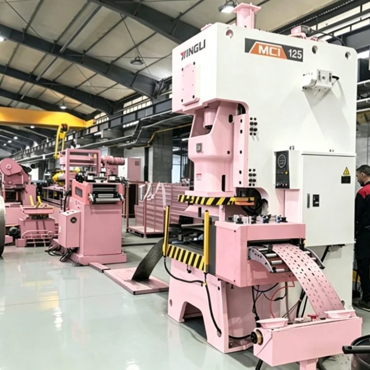 Shelf Rack Roll Forming Machine, a high-precision industrial equipment specialized in mass production of shelf rack uprights. The machine features a robust steel frame, integrated PLC control system with touchscreen interface, and multi-station forming rolls, showing its compact and professional structure. It is widely used in manufacturing high-quality structural components for industrial warehouses, commercial storage racks and logistics centers, with stable performance and high production efficiency.