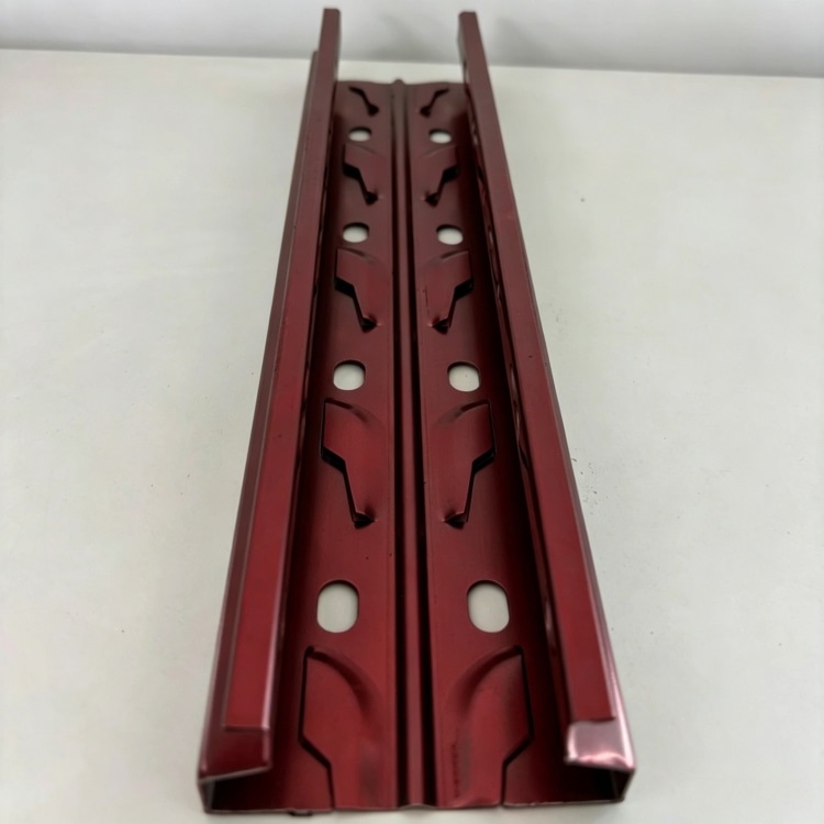 Xinnuo Butterfly Holes Upright Roll Forming Machine is full-automatic rack column production line with PLC control & integrated punching-forming-cutting, fabricating bolt-free butterfly-hole uprights from 1.2–1.5mm galvanized/carbon steel for retail and warehouse light storage shelves.