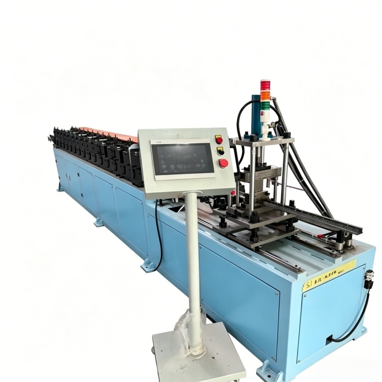 Xinnuo Butterfly Holes Upright Roll Forming Machine is full-automatic rack column production line with PLC control & integrated punching-forming-cutting, fabricating bolt-free butterfly-hole uprights from 1.2&ndash;1.5mm galvanized/carbon steel for retail and warehouse light storage shelves.