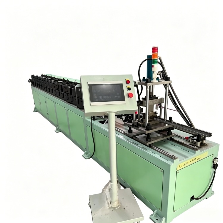 Xinnuo Butterfly Holes Upright Roll Forming Machine is full-automatic rack column production line with PLC control & integrated punching-forming-cutting, fabricating bolt-free butterfly-hole uprights from 1.2–1.5mm galvanized/carbon steel for retail and warehouse light storage shelves.