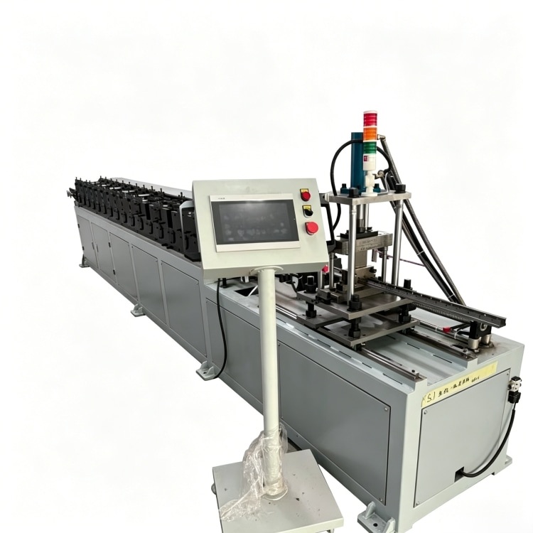Xinnuo Butterfly Holes Upright Roll Forming Machine is full-automatic rack column production line with PLC control & integrated punching-forming-cutting, fabricating bolt-free butterfly-hole uprights from 1.2&ndash;1.5mm galvanized/carbon steel for retail and warehouse light storage shelves.